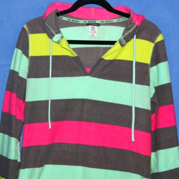 Joe Boxer Striped Beach Cover-Up Hoodie Multicolor Medium - Picture 2 of 5